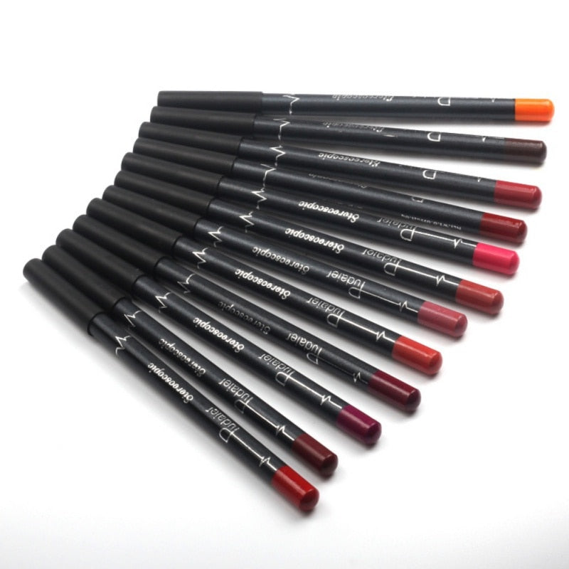 12-Color Matte Lip Liner Set for Defined Fuller-Looking Lips