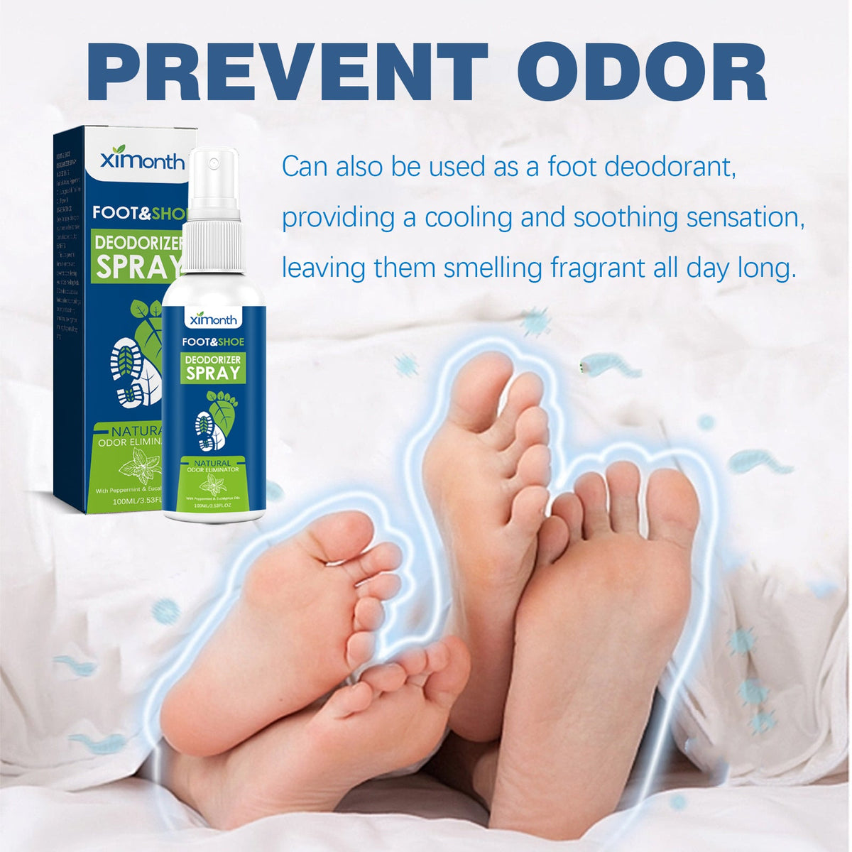 Foot Deodorant Spray for Odor, Sweat & Itchy Dry Feet