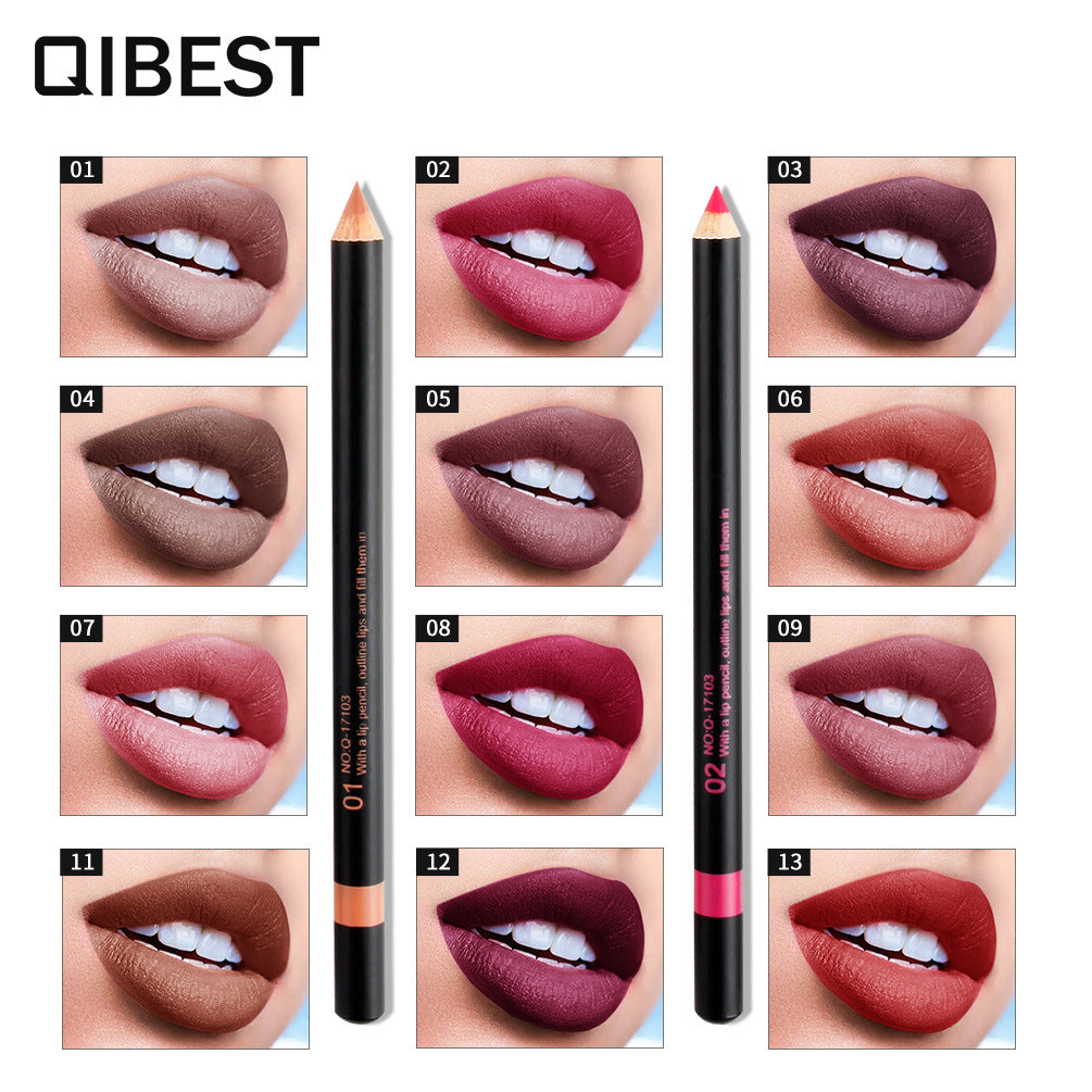 Waterproof Lip Liner Set, 12 Shades for Precise Definition