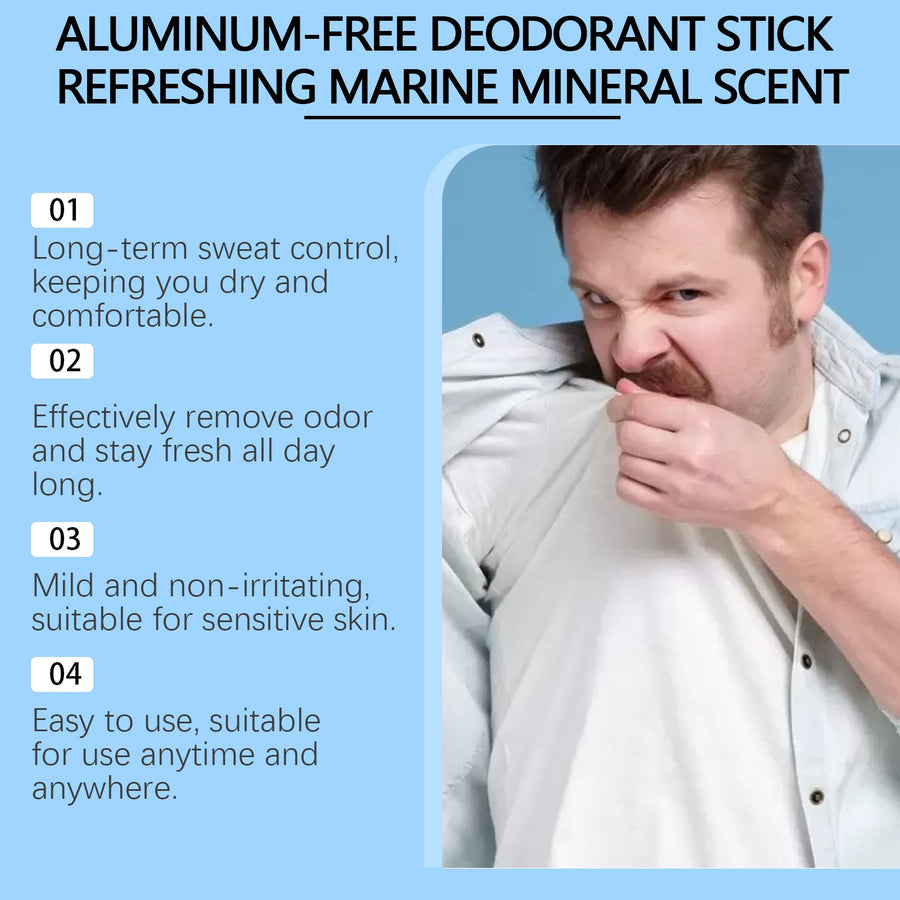 Mineral Deodorant Bar for Men, Aluminum-Free 24H Control