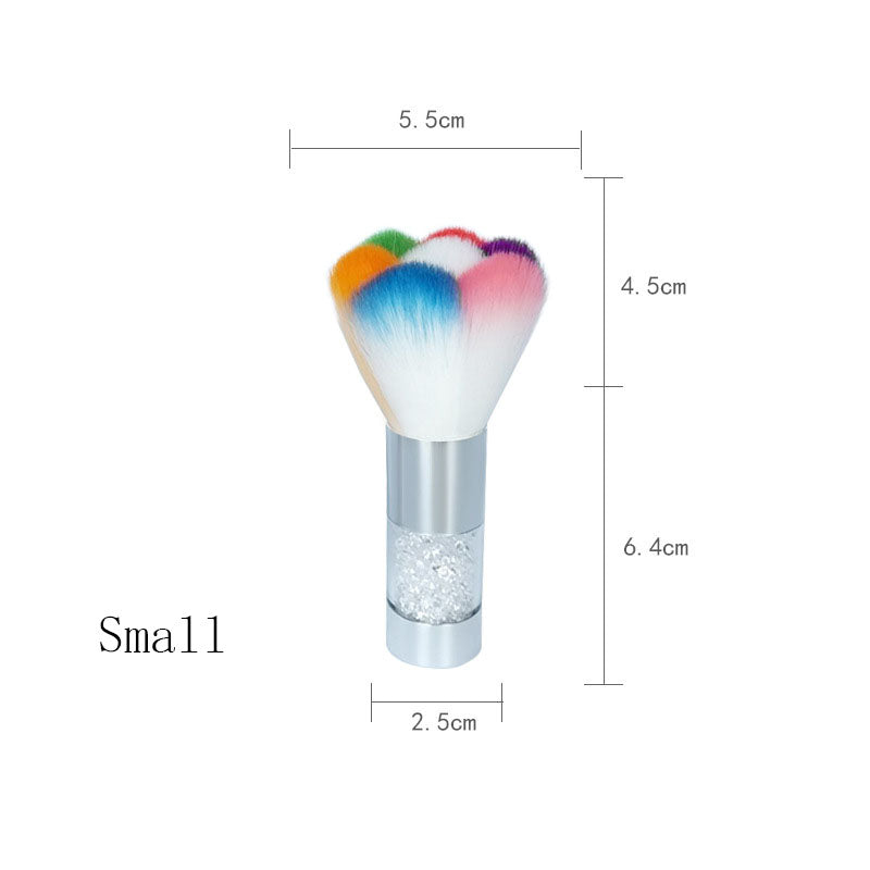 Dust Brush for Nails — Rainbow Fan Shape & Crystal Handle