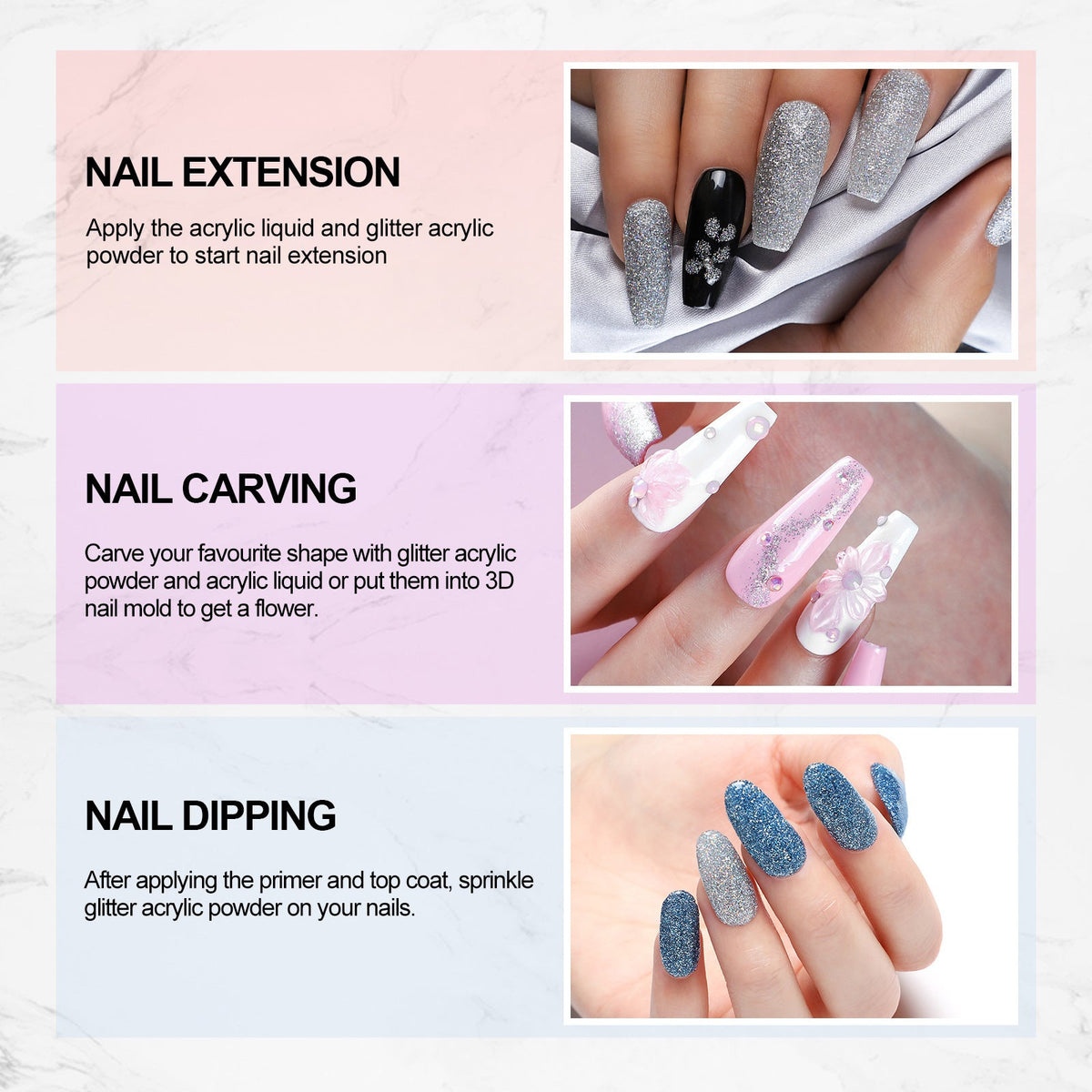 6-Piece Acrylic Nail Powder Kit — Salon Extensions