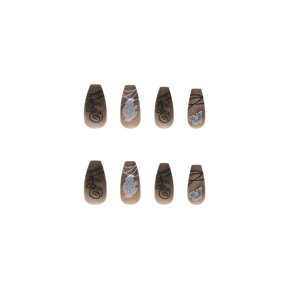 Long Press-On Nails for Dramatic Butterfly Nail Art