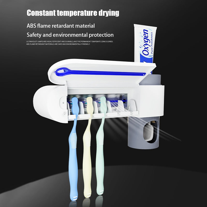 UV Toothbrush Sterilizer & Dispenser — Kills 99.9% Bacteria