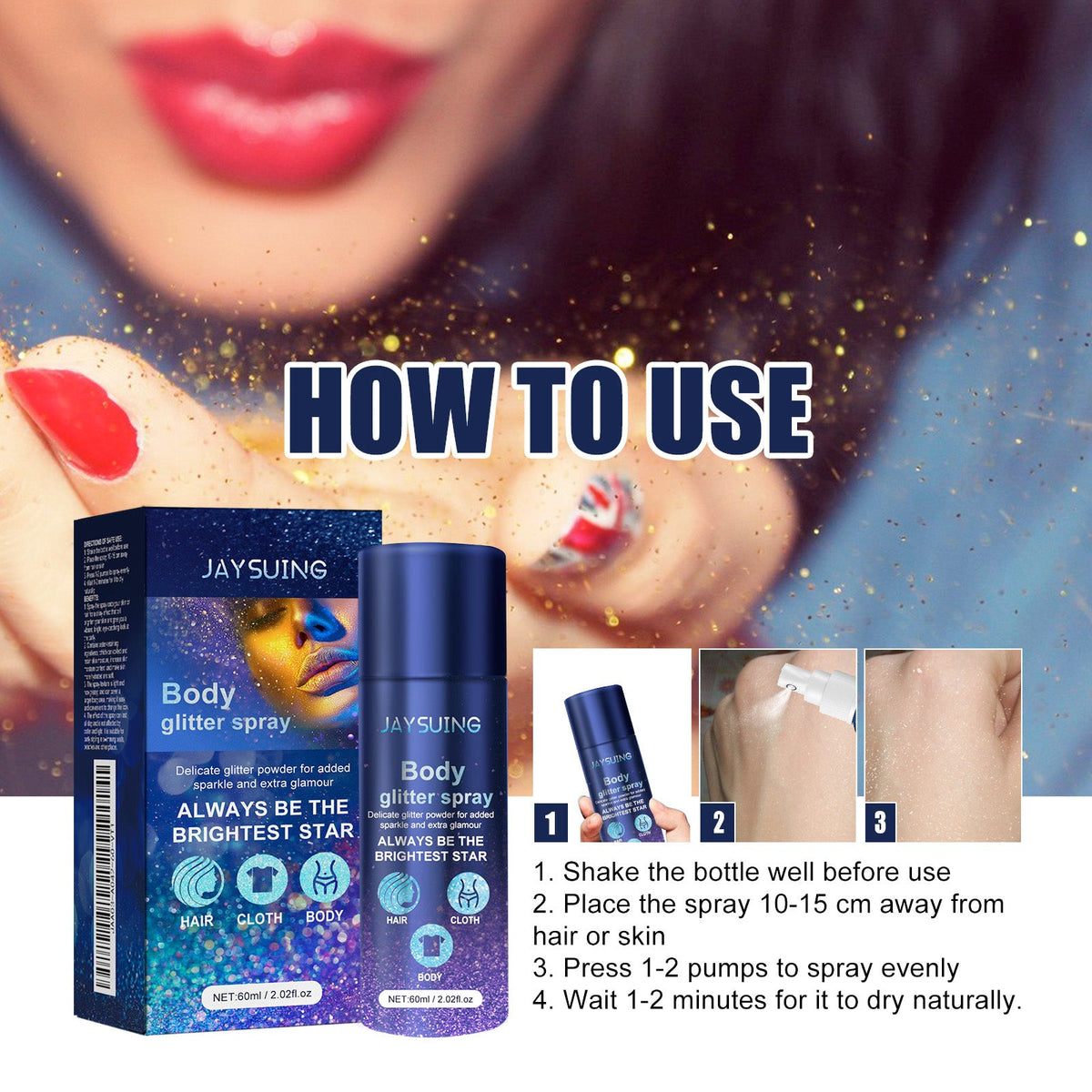 Glitter Spray Highlighter for Water-Resistant Glow