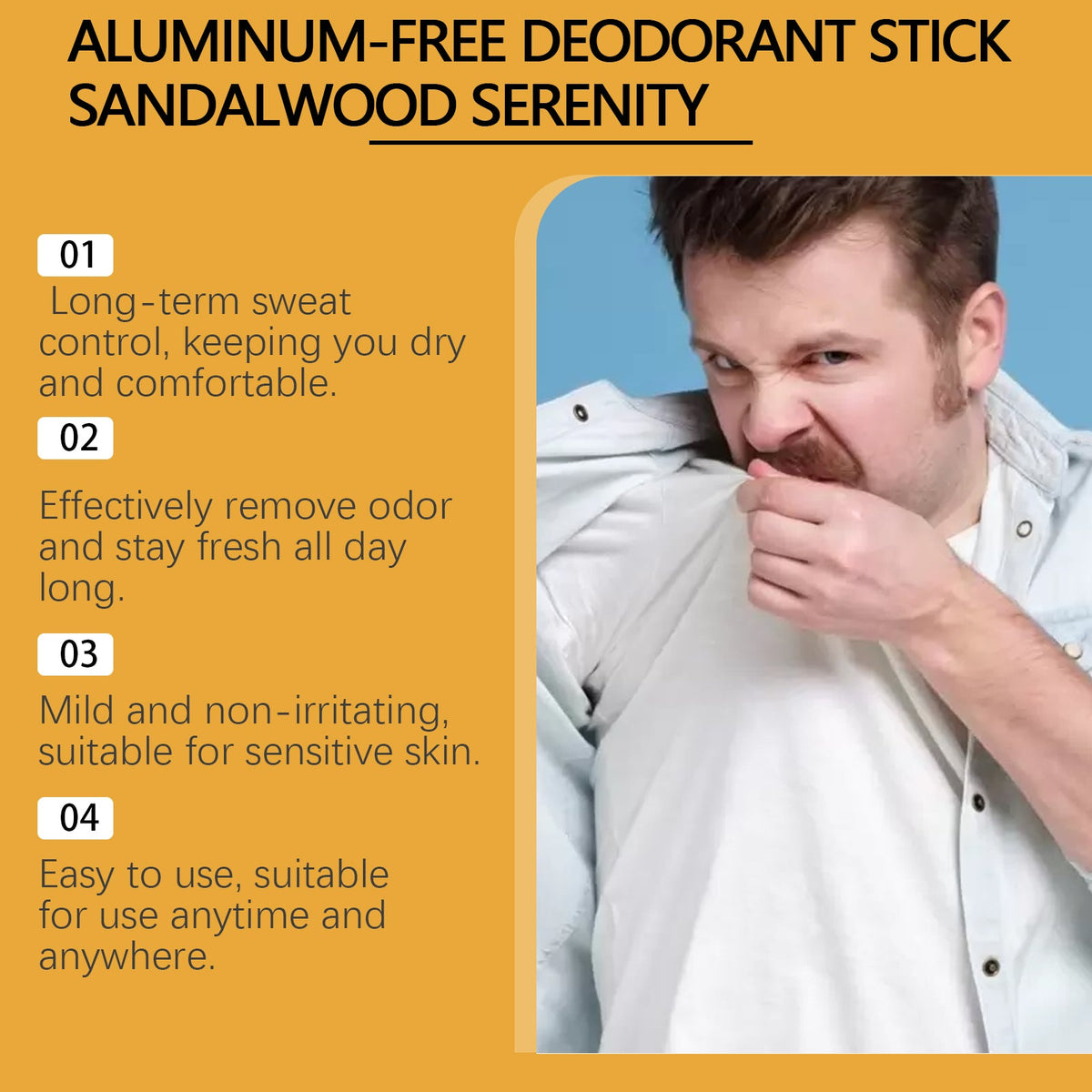 Aluminum-Free Deodorant Stick for Sensitive Underarm Skin