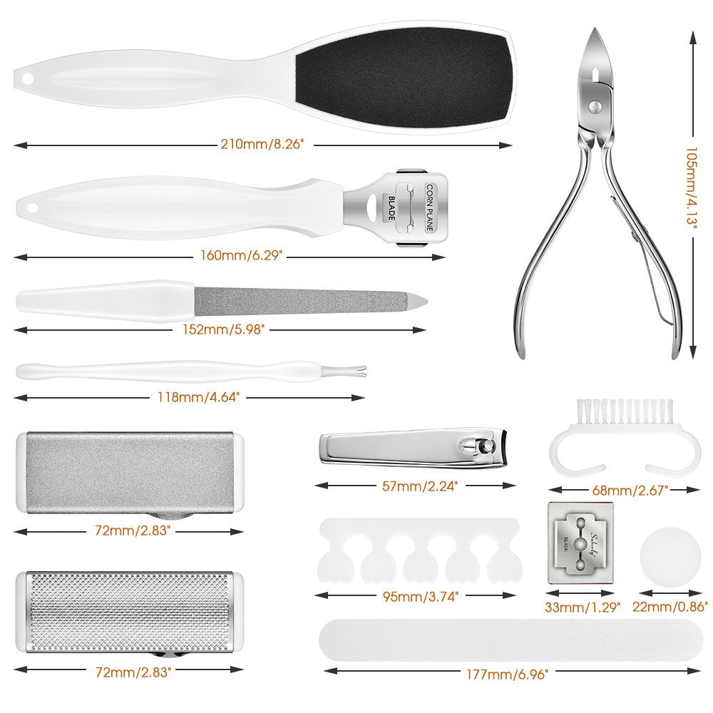 Foot Callus Remover Kit - 22 Piece Professional Pedicure Tools