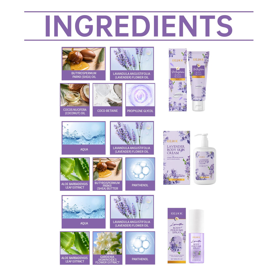 Lavender Body Care Set for Light, Hydrated Skin Feel