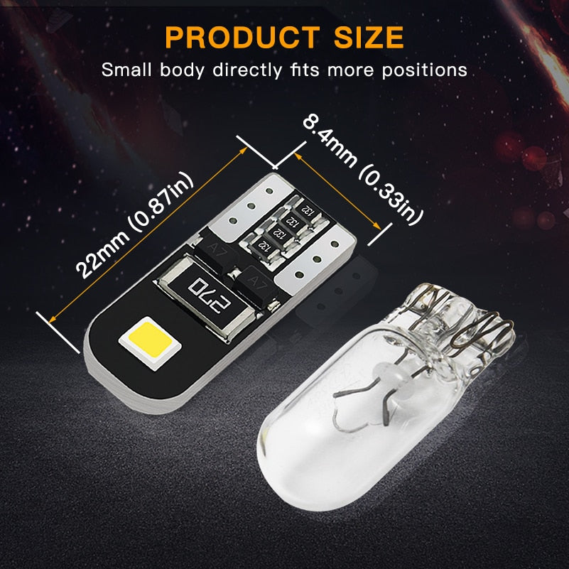 T10 W5W LED Bulbs — Error‑Free for Audi BMW VW Mercedes (10