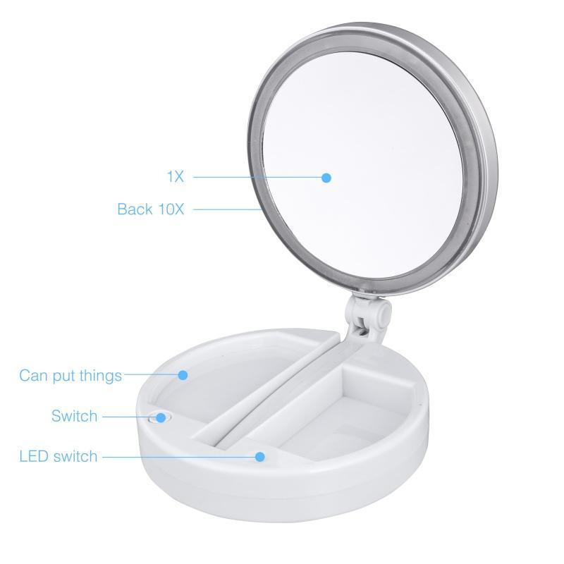 LED Vanity Mirror with Lights — Folds Flat for Travel