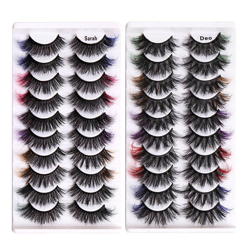 Colored False Eyelashes, 10-Pair Fluffy 8D Volume