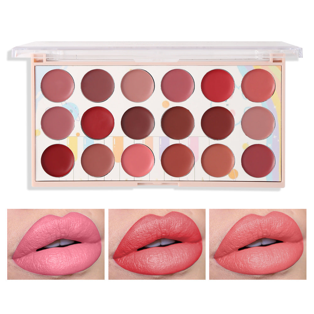 18-Color Matte Lipstick Palette for Versatile Lip Looks