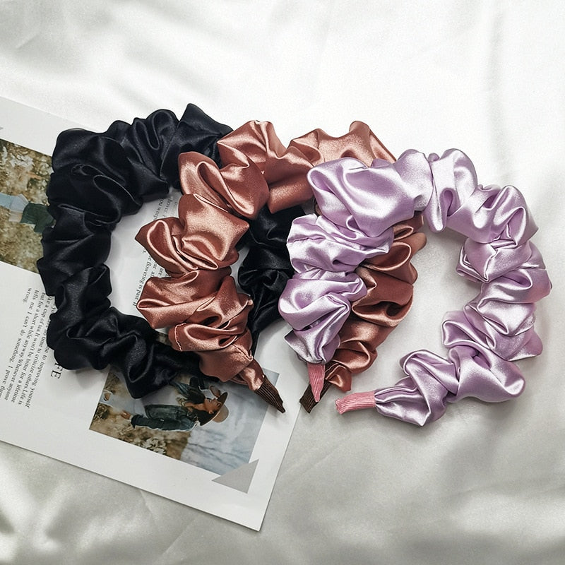 Silk Turban Headband — Voluminous Knot Wrap in Pastel Satin