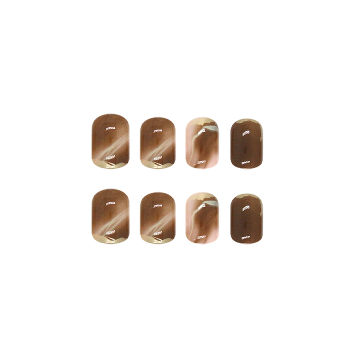 Brown Press-On Nails With Gold Salon-Style Nail Art