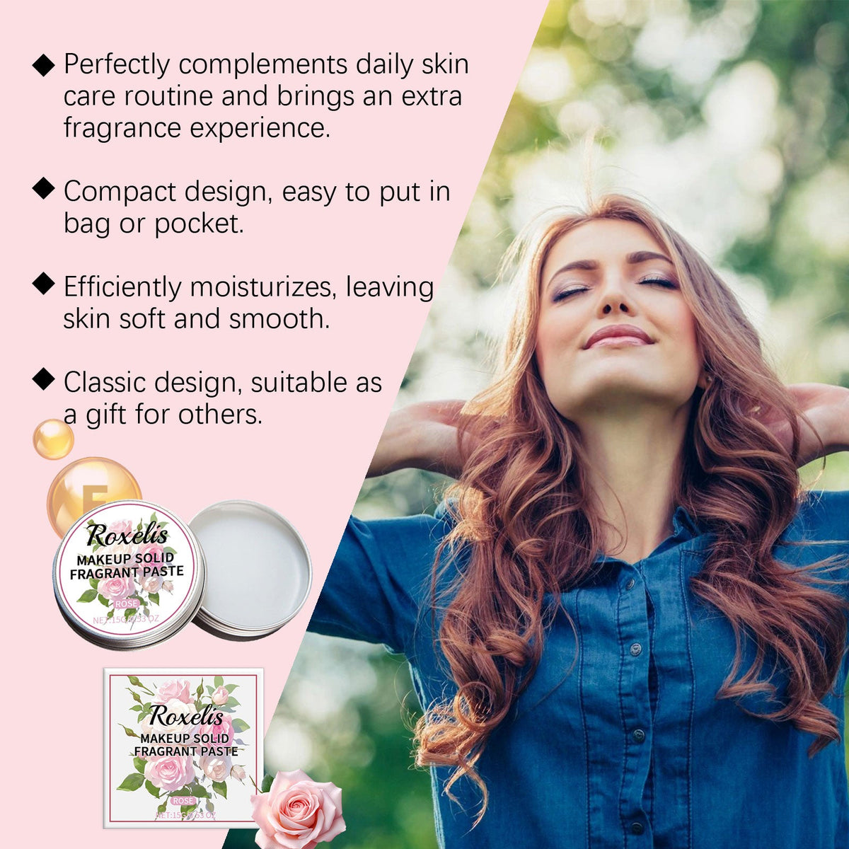 Solid Rose Fragrance Balm for Easy Touch-Ups