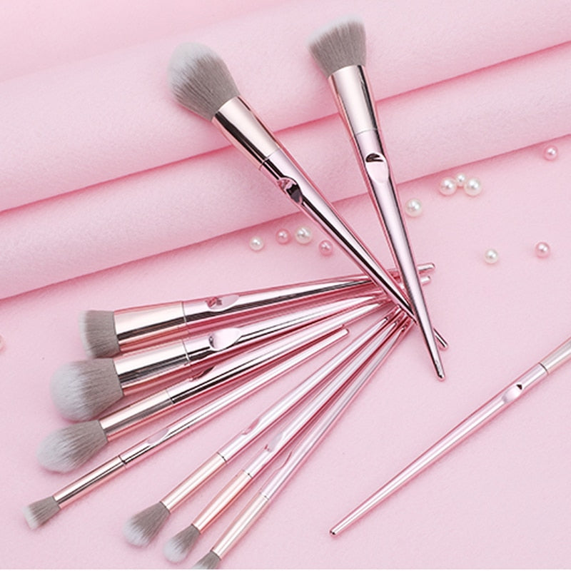 10-Piece Rose Gold Makeup Brush Set — Airbrushed Finish