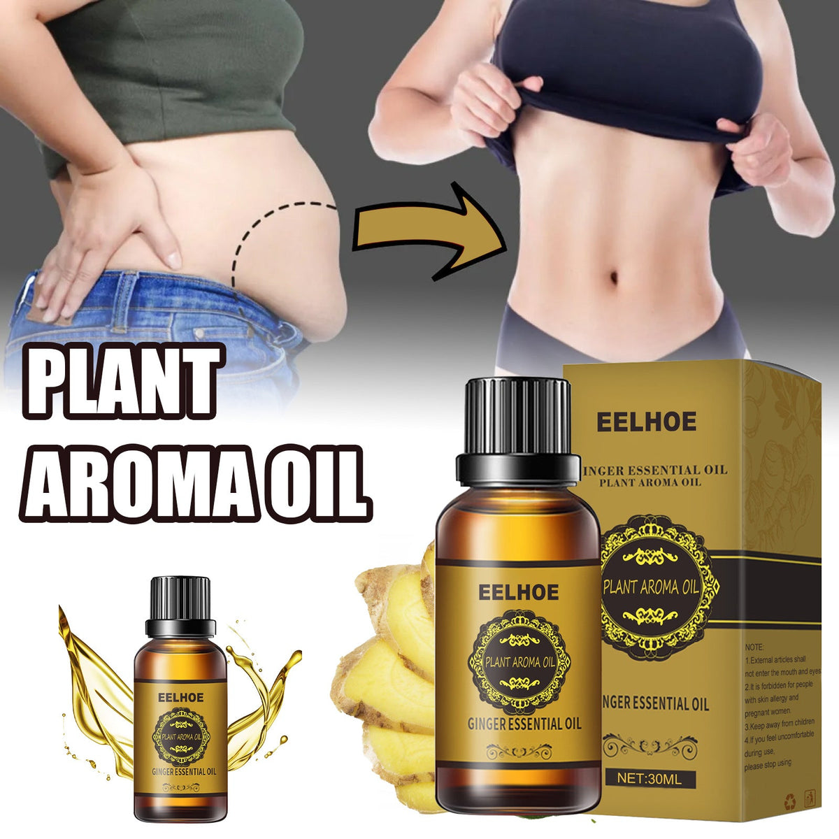 Ginger Essential Oil for Skin Tightening & Body Massage