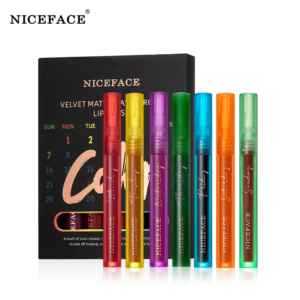 Weekly Lip Gloss Set: 7 Velvet Matte Lip Color Shades
