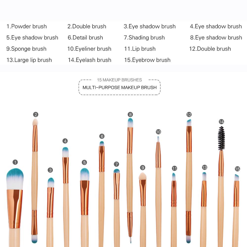 15-Piece Makeup Brush Set for Smooth, Precise Looks