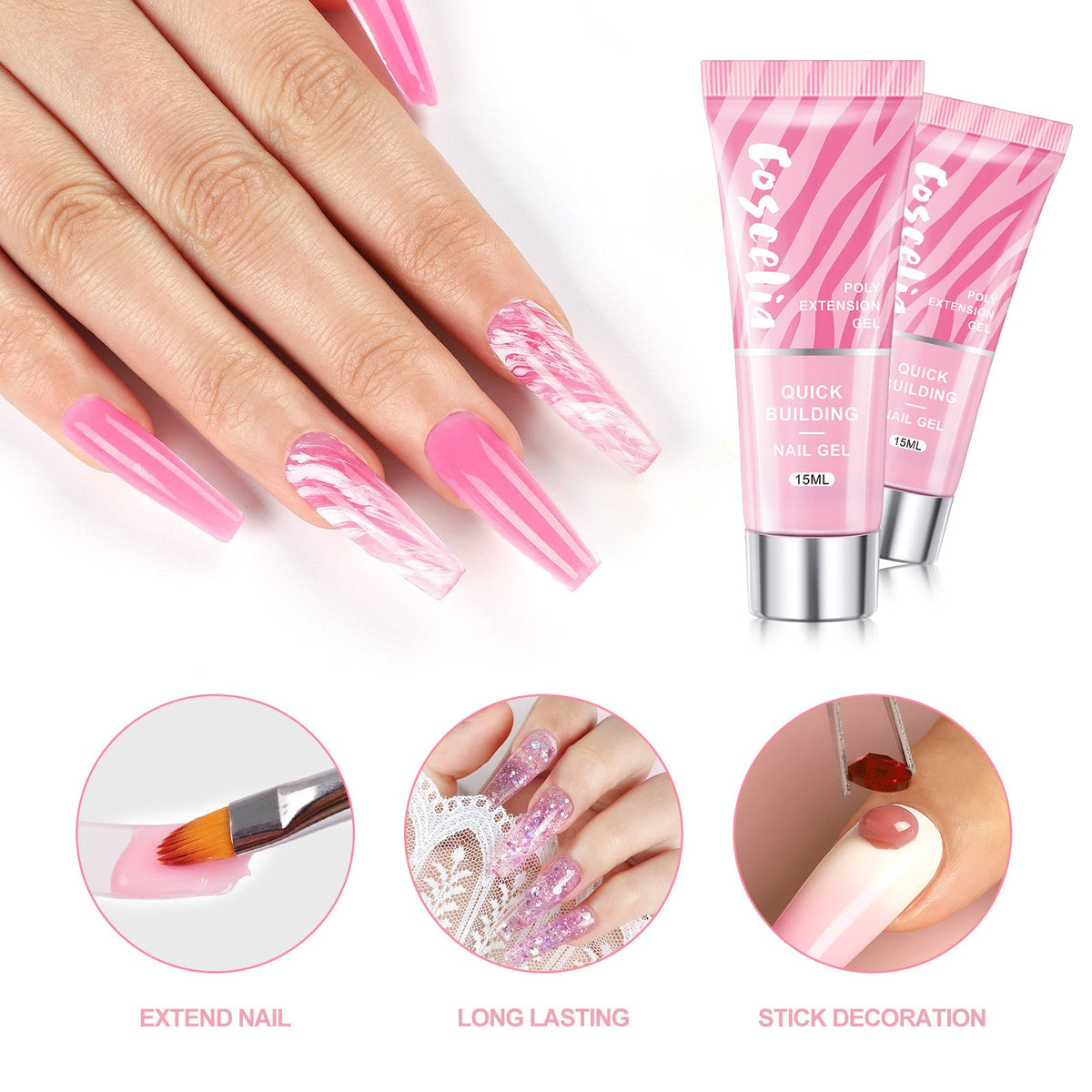Poly Nail Extension Gel — Crystal-Infused, Quick-Building