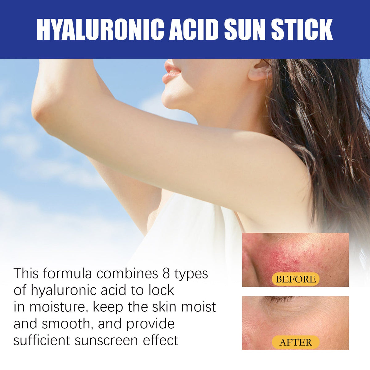 Hyaluronic Acid Sunscreen Stick SPF 50+ No White Cast