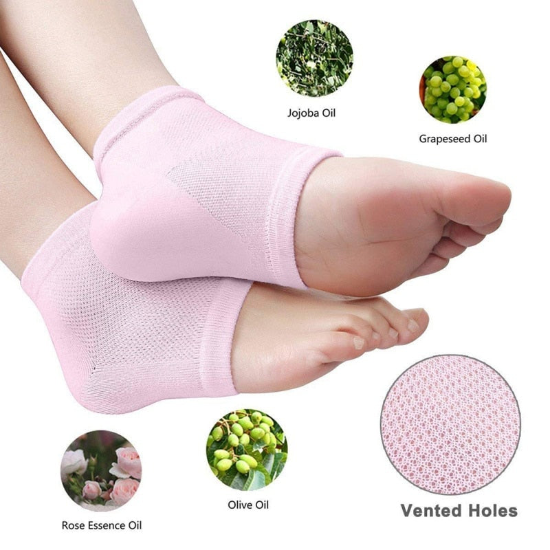Silicone Gel Heel Socks for Cracked, Dry Foot Skin