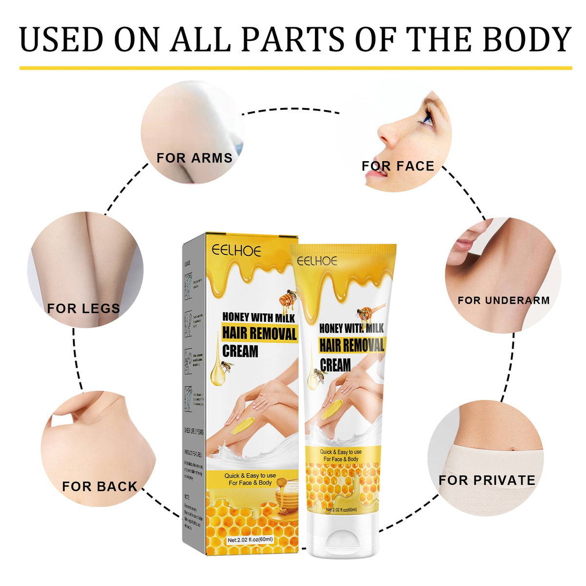 Honey Milk Hair Removal Cream - Gentle Body Smoothing