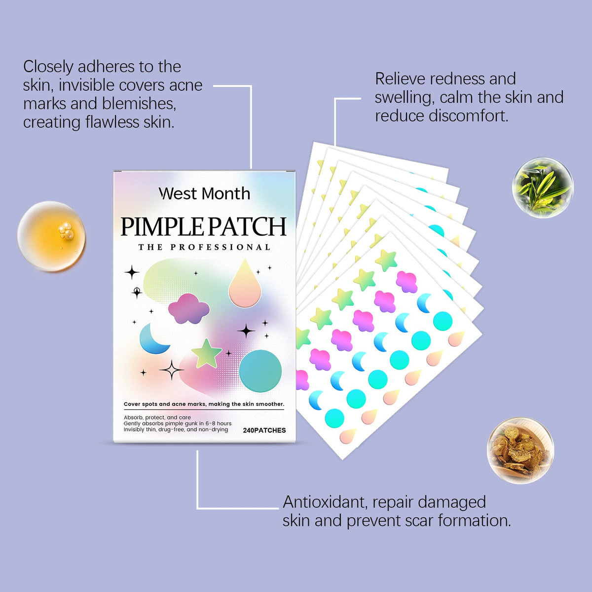 Color Cover Acne Patches - 240 Hydrocolloid Spot Dots