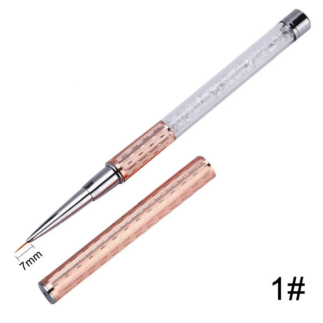Nail Art Brushes Set — Crystal Rose Gold Precision Tools