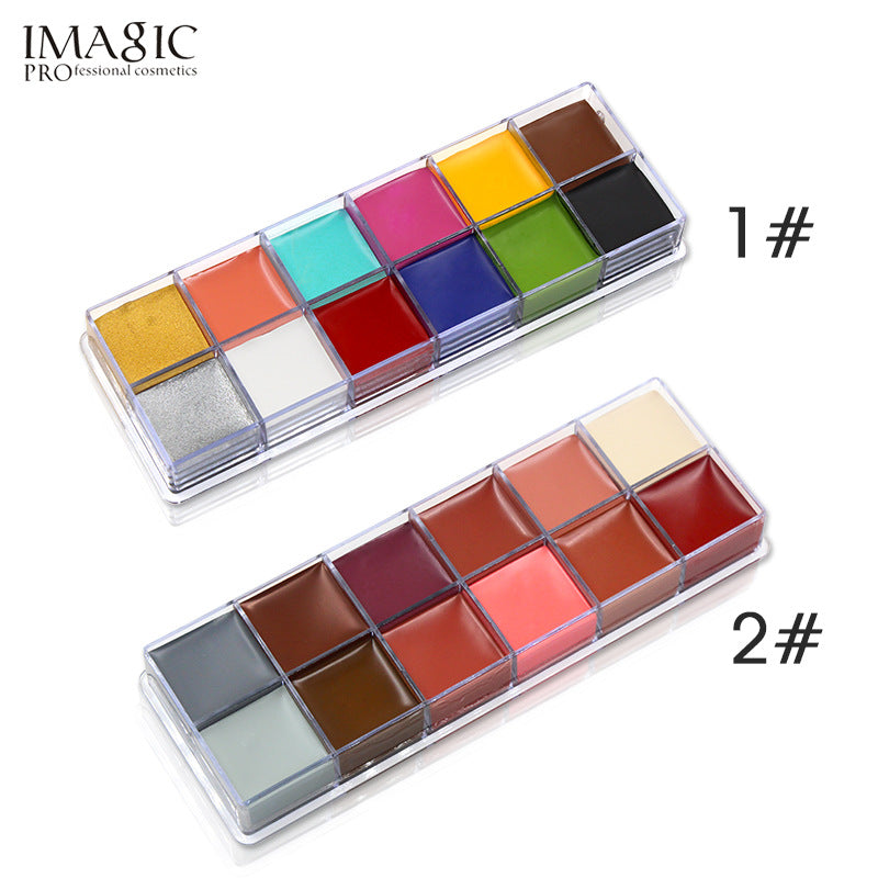 12-Color Face and Body Paint Palette for Bold Art