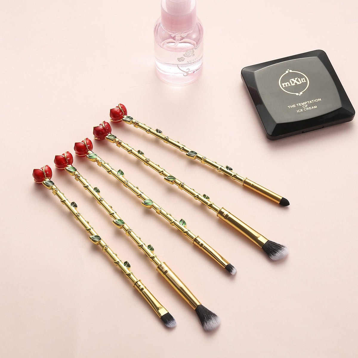 Rose Gold Makeup Brushes — Enchanted Beauty Gift Set, 5-Piece