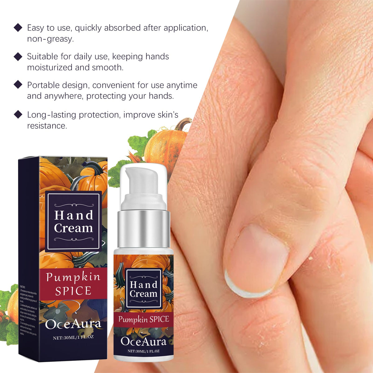 Pumpkin Hand Cream for Dry, Chapped Winter Hands