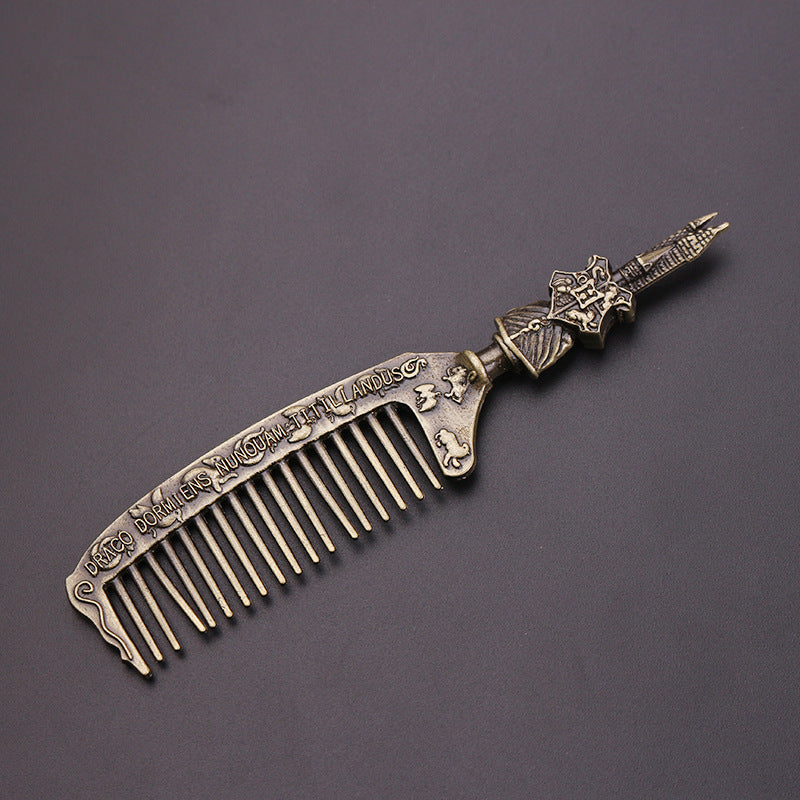 Harry Potter Engraved Metal Comb — Hogwarts Antique Hair