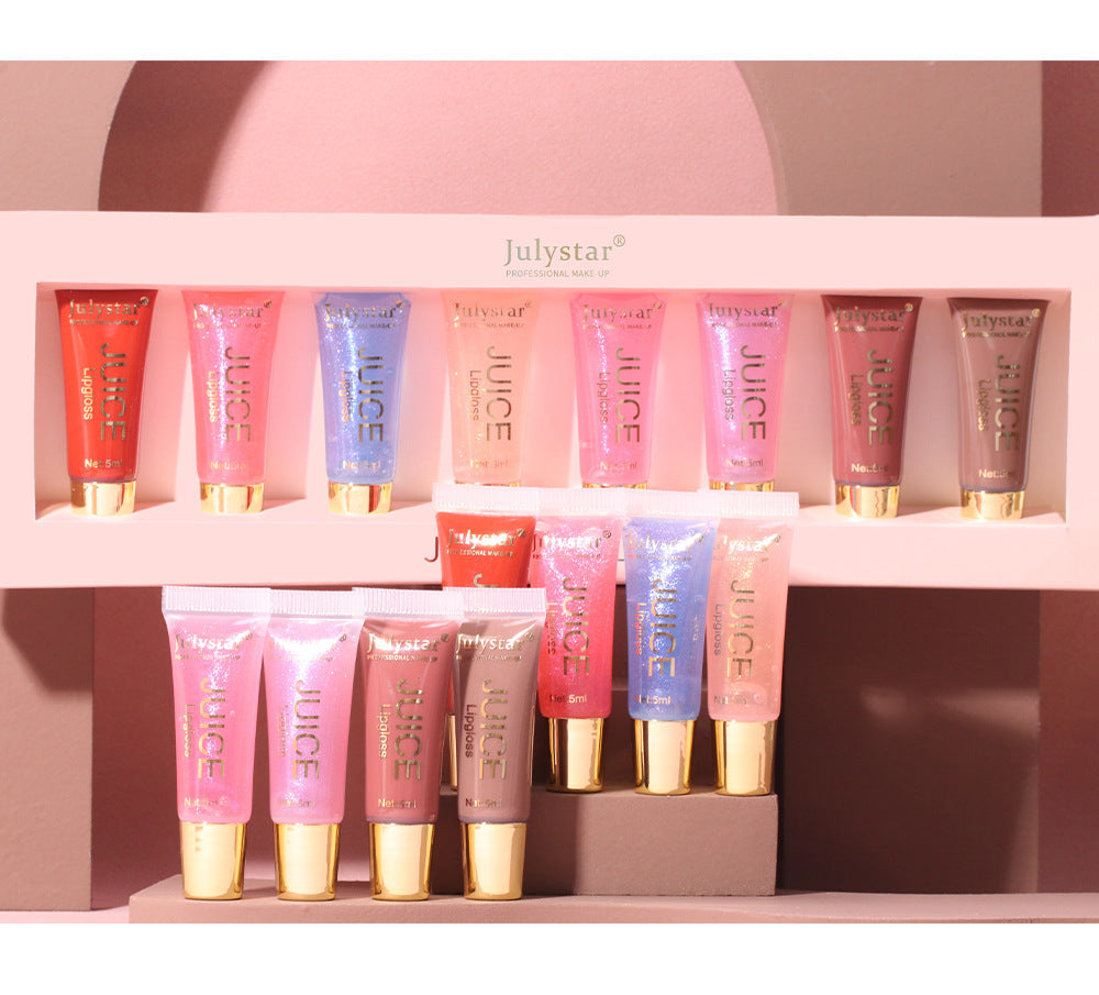8-Shade Lip Gloss Set for Glossy, Layered Makeup Looks
