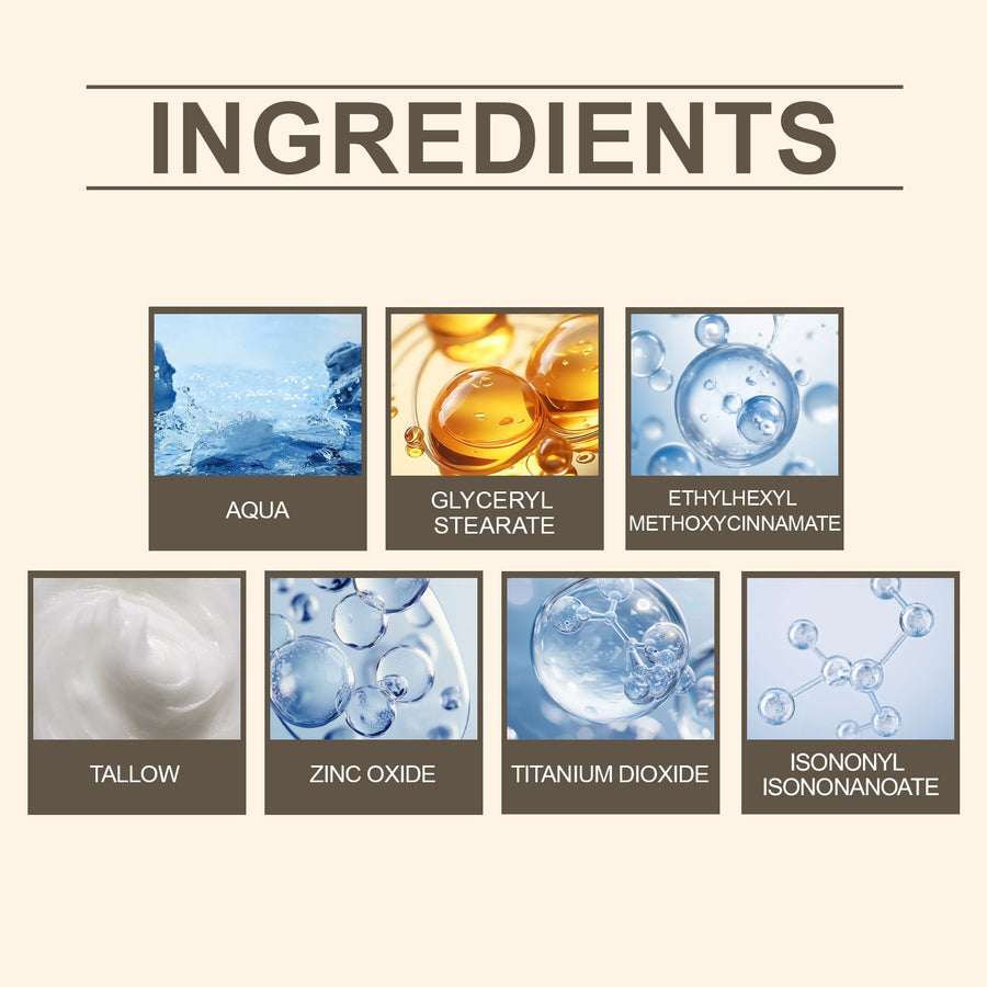 Tallow Zinc Oxide Sunscreen Cream for Daily Face Protection