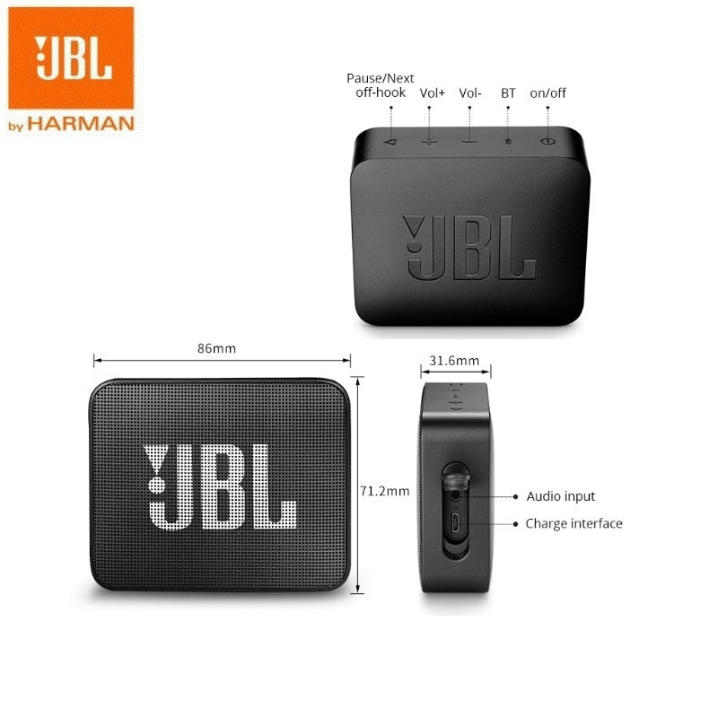 JBL Go 2 Mini Waterproof Bluetooth Speaker — IPX7, Punchy Bass