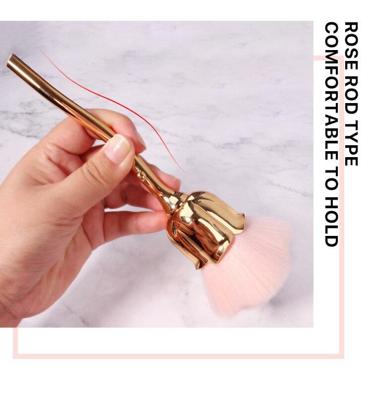 Rose Nail Dust Brush Set — Soft, Fluffy Flower-Shaped Bristles