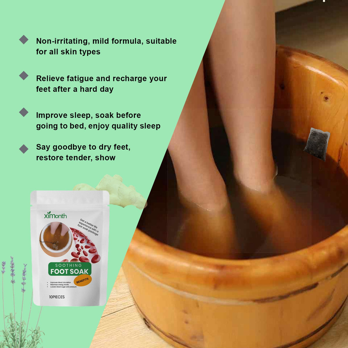 Ginger Safflower Foot Bath Kit for Circulation & Sleep
