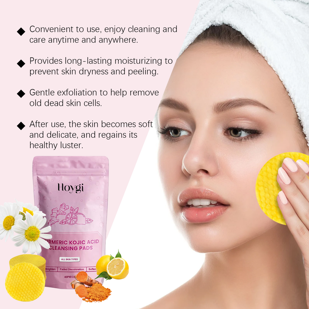 Turmeric Kojic Acid Cleansing Pads for Brighter Skin