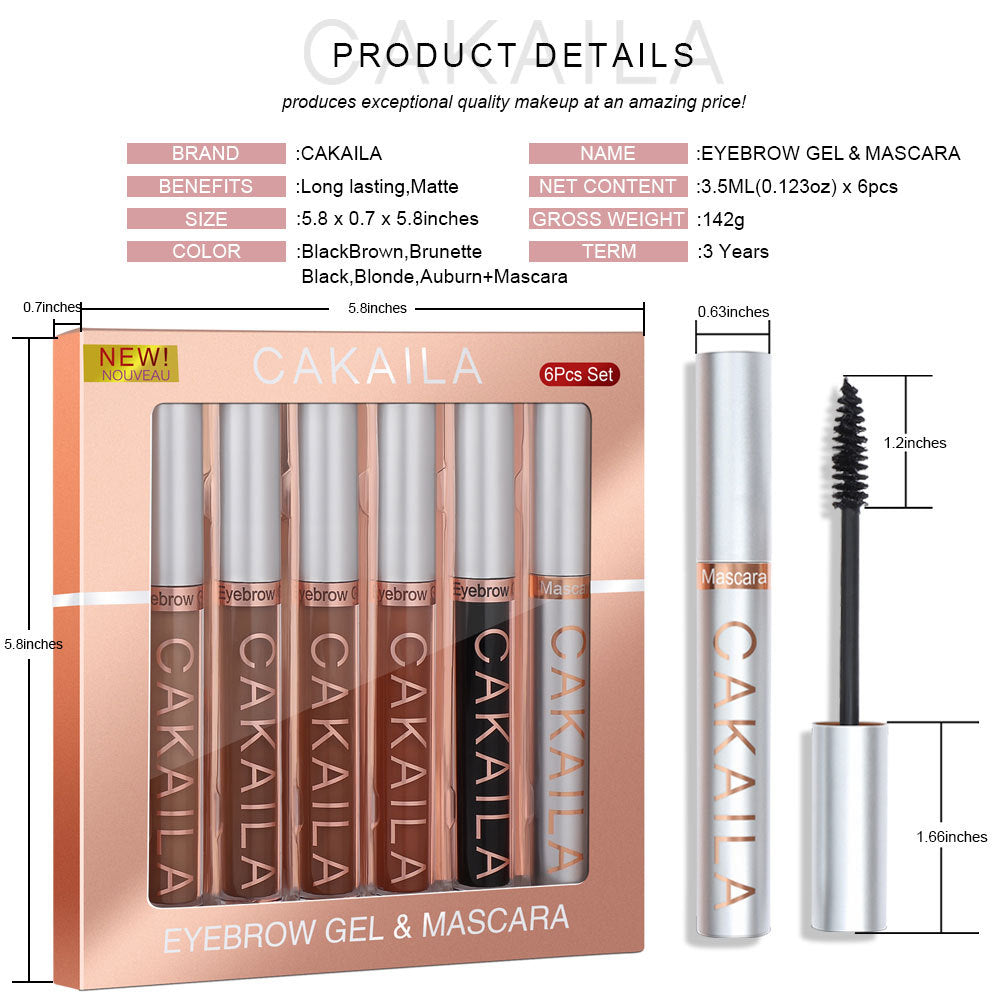 Eyebrow Gel Makeup Set with Five Shades and Mascara