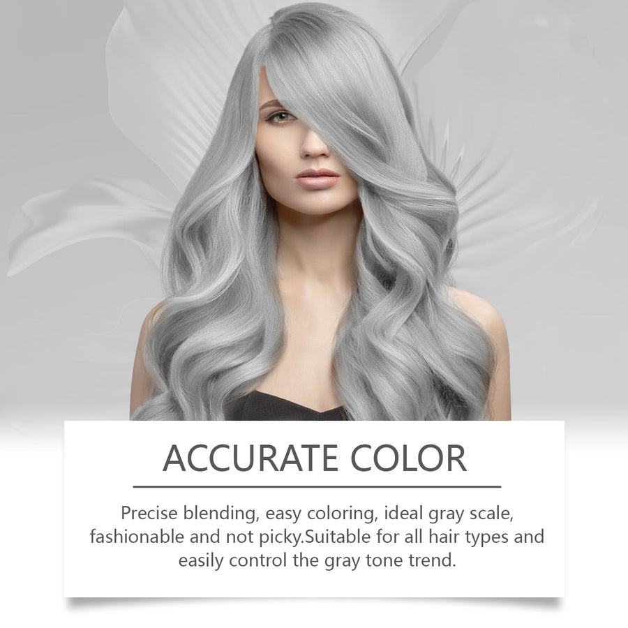 Silver Gray Hair Color Cream for Long-Lasting Cool Tone