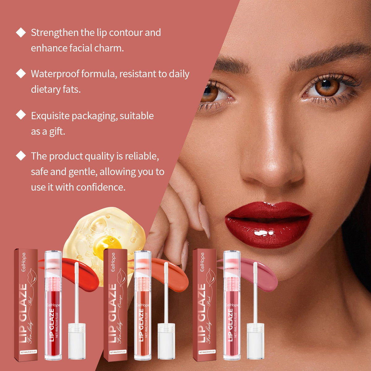 Lip Glaze Liquid Lipstick - Long-Wear, Non-Stick Color