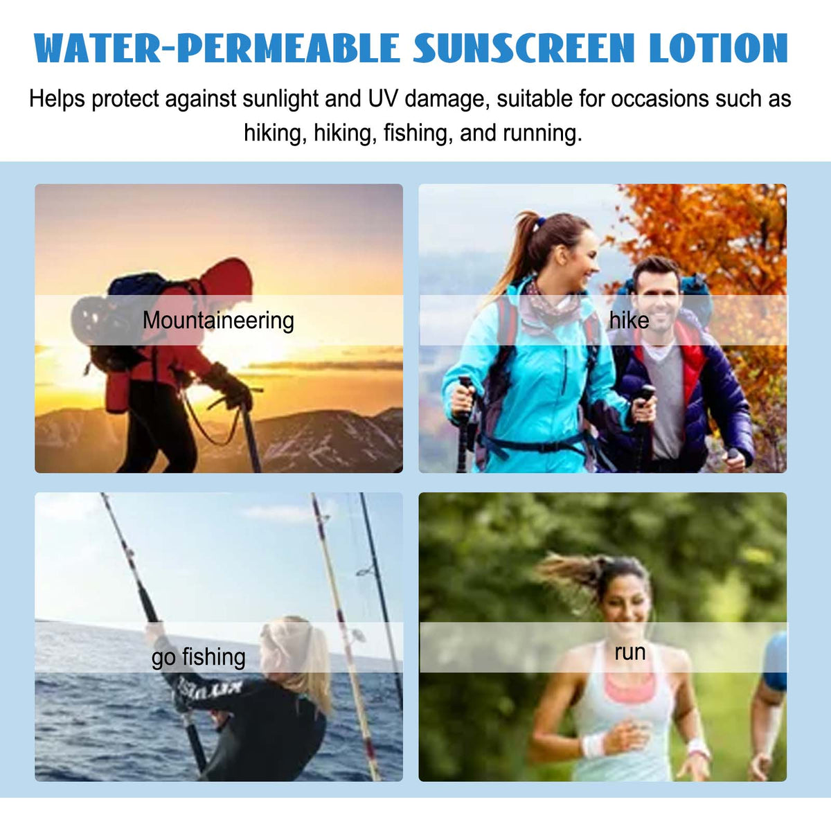 SPF 50+ Water-Permeable Sunscreen Lotion, Non-Sticky Finish