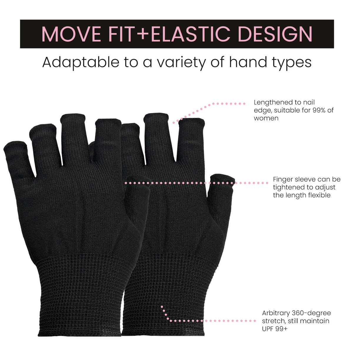 Fingerless UV Protection Gloves — UPF 99+ Anti-Aging