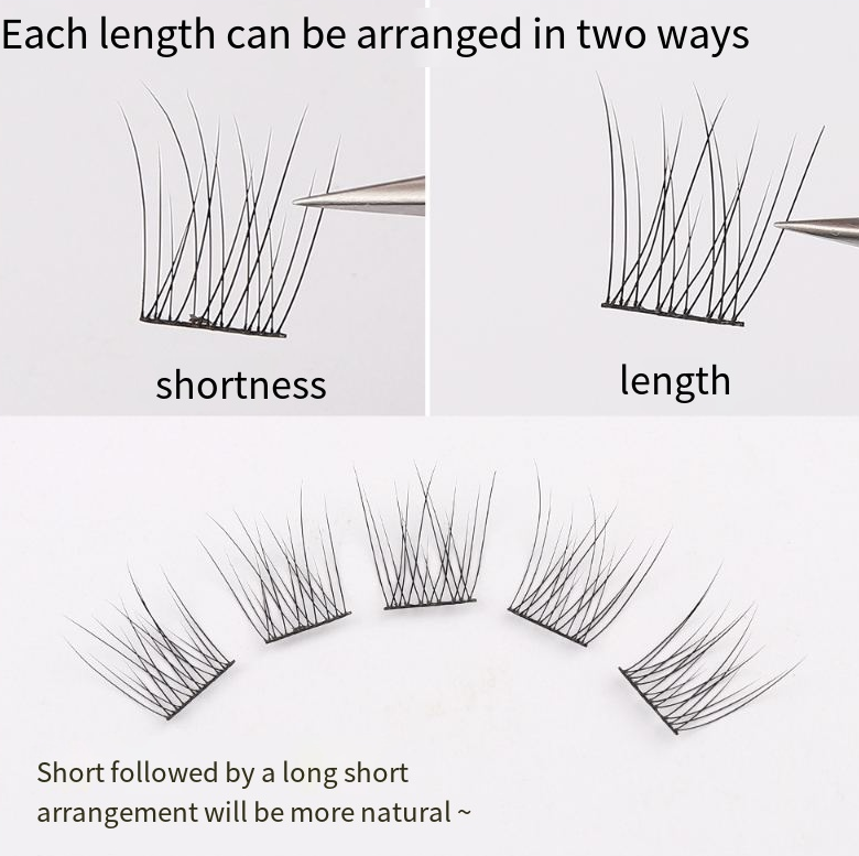 False Eyelashes Fishtail Clusters for Natural Wispy Lift