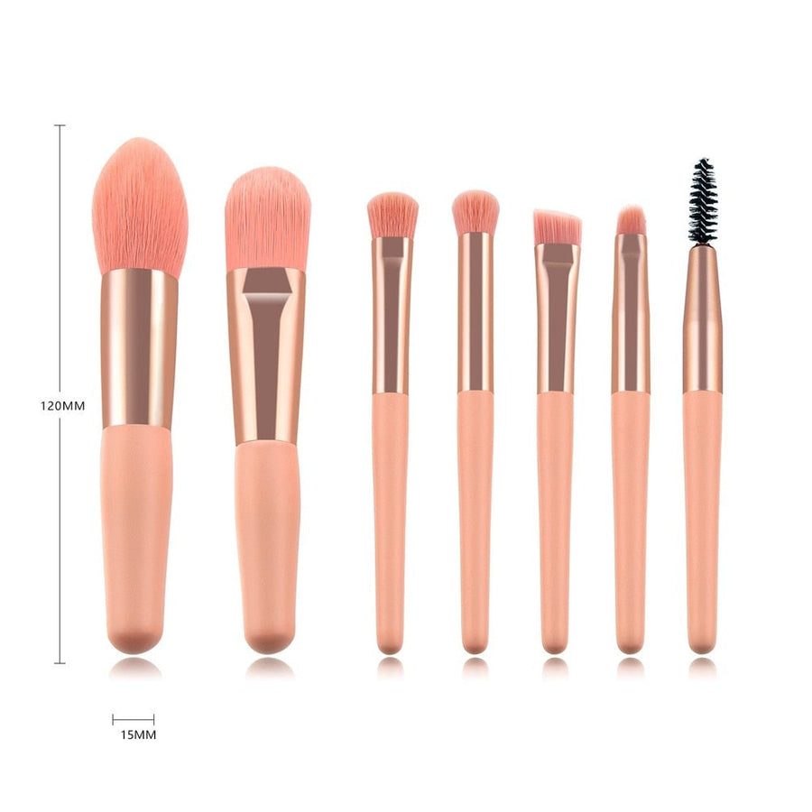 Pink Makeup Brush Set – 7‑Piece Full‑Face Kit with Soft