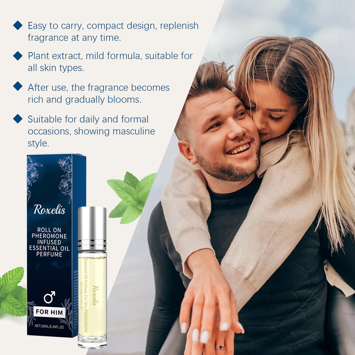 Men's Roll-On Perfume Oil for Fresh, Portable Scent