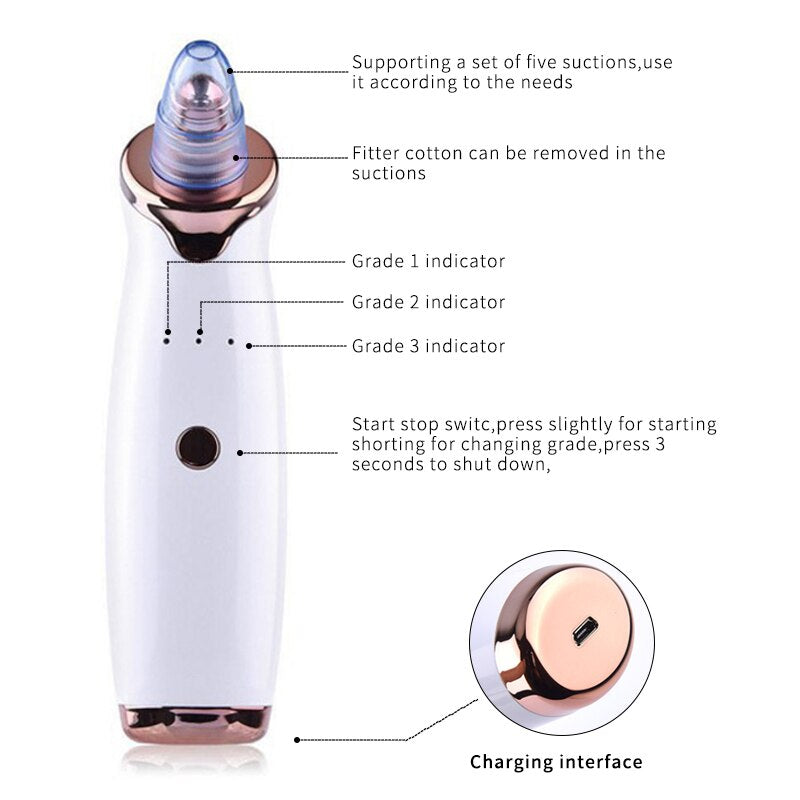 Blackhead Remover Skin Care Pore Vacuum Acne Pimple +USB Fac