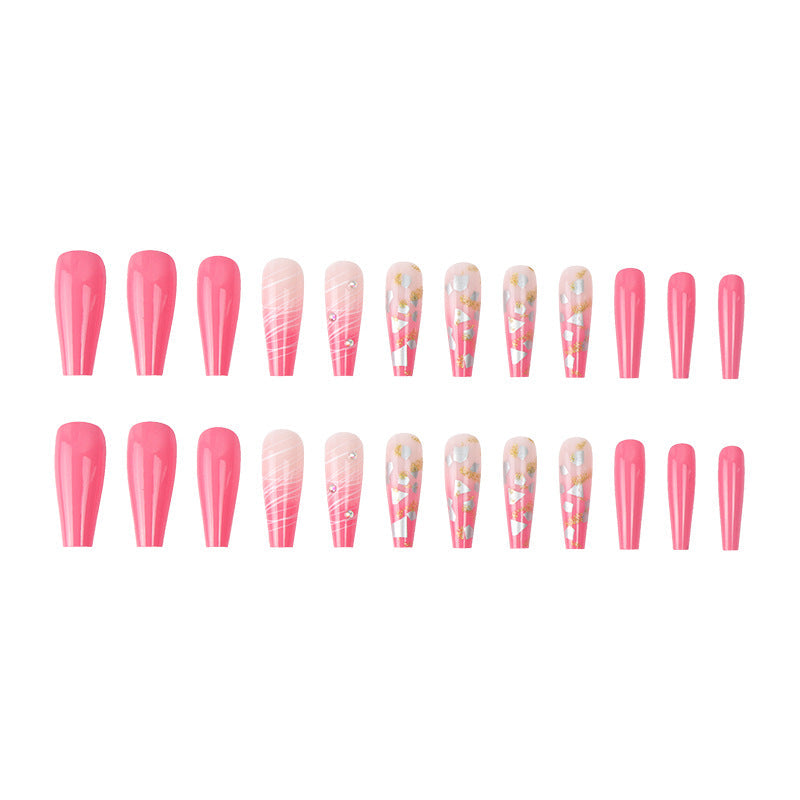 Pink Glitter Ballet Press-On Nails | Long Glamorous