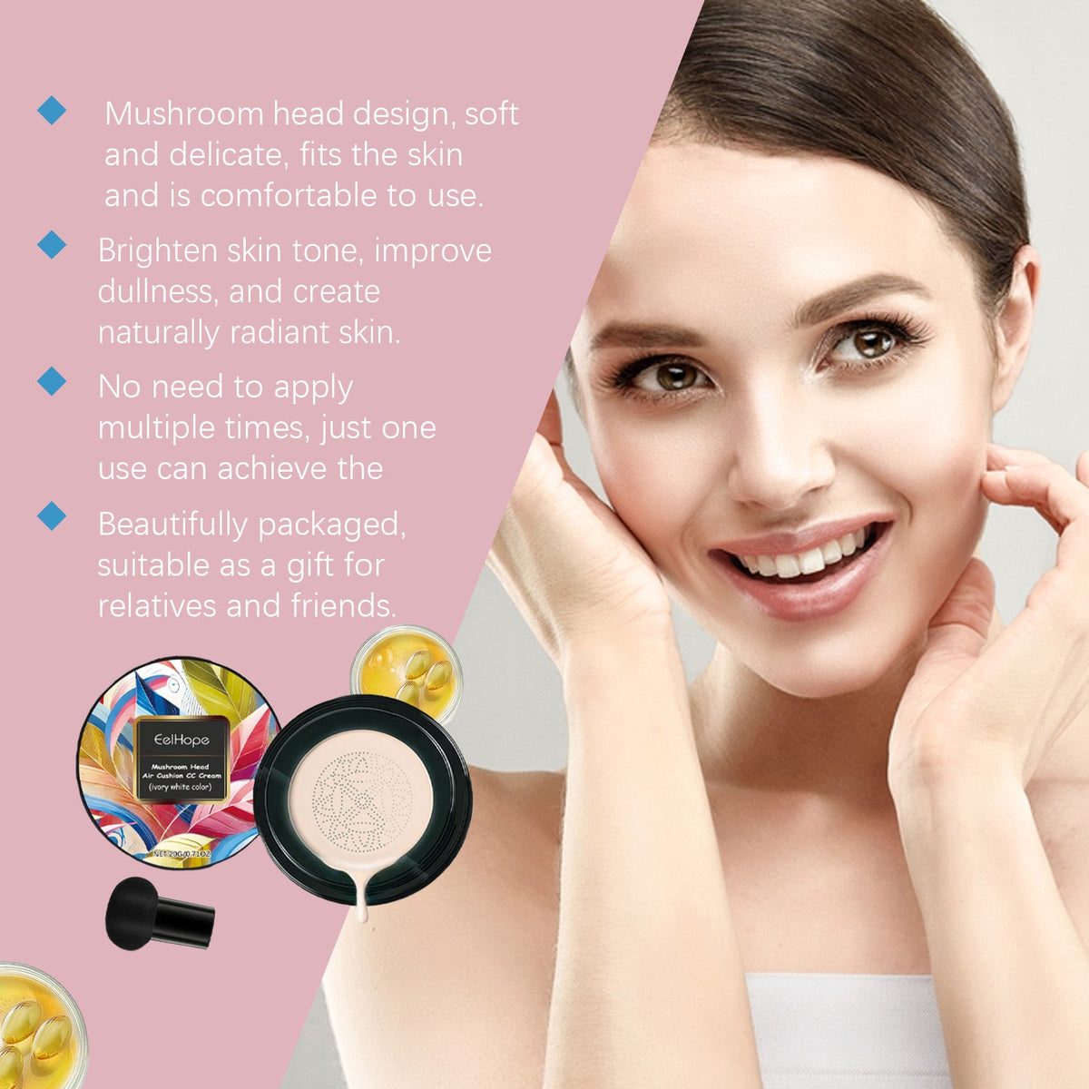 Mushroom Head Air Cushion CC Cream for Even Coverage